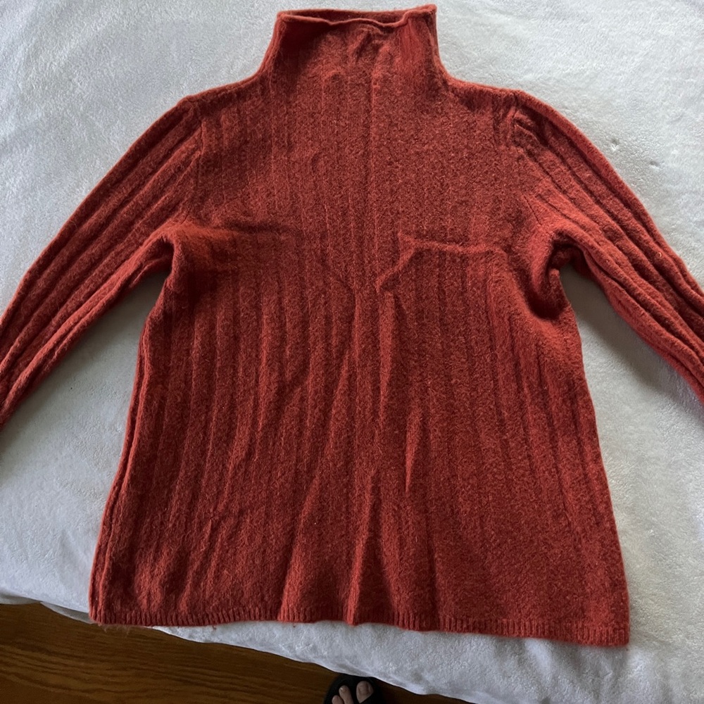 Madewell Red Ribbed Turtleneck Sweater